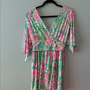 Lilly Pulitzer Pink and Green Floral Mini Dress